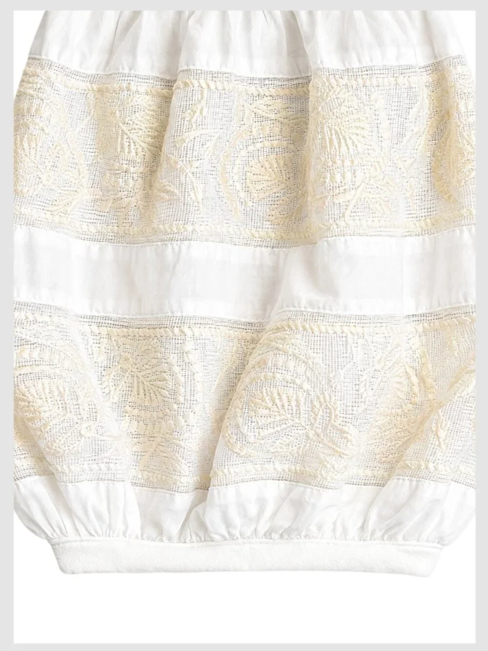 Free People Rock With It Off Shoulder Puff Embroidered Sleeve Top Ivory S